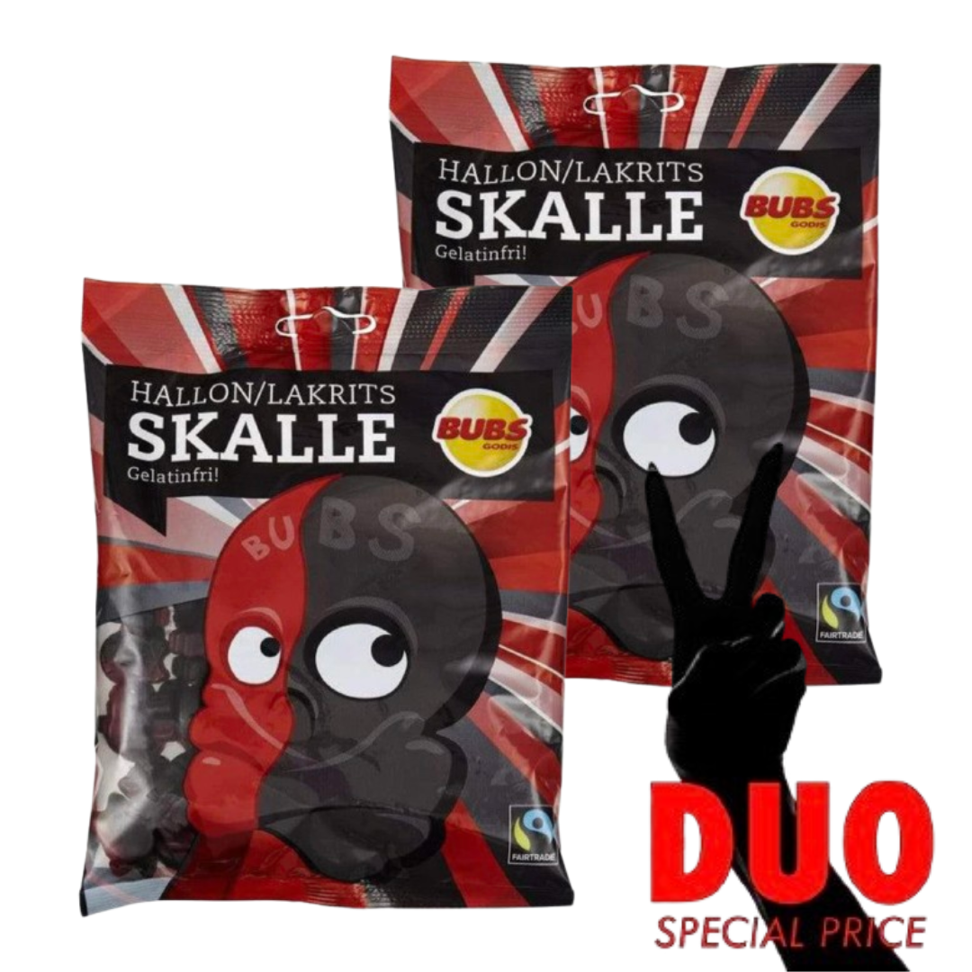 DUO BUBS Hallon/Lakritsskalle 190 g × 2
