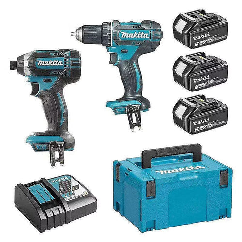 Paket med 2 verktyg MAKITA DLX2127J1 (Borrskruvdragare DDF482 + Slagskruvdragare DTD152 + BL1830×3 batterier + Laddare DC18RC + MAK3)